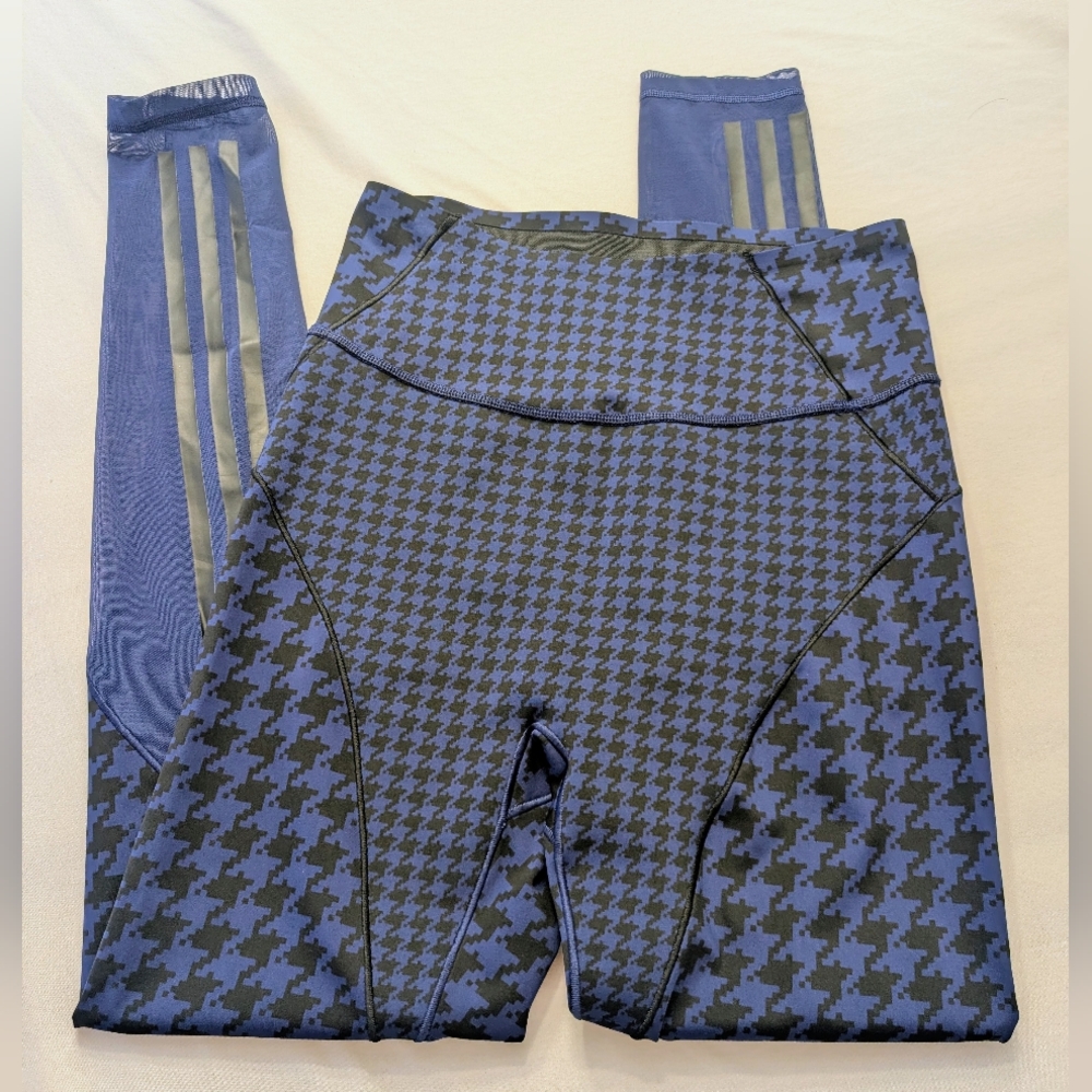 Adidas & IVY PARK Navy Houndstooth Mesh-Panel Leggings - Picture 3 of 7